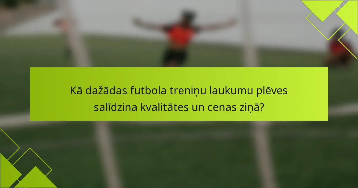 Kā dažādas futbola treniņu laukumu plēves salīdzina kvalitātes un cenas ziņā?