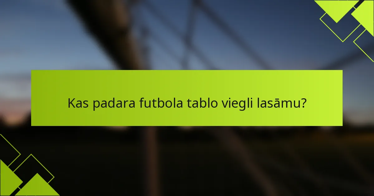 Kas padara futbola tablo viegli lasāmu?